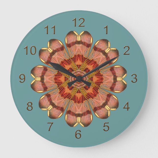 Relógio Grande Dragonfly Wing Mandala Wall Clock (Frente)