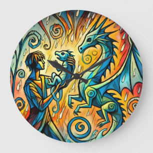 Relógio Grande dragonkeeper, fantasy, mystical, guardian, mythica