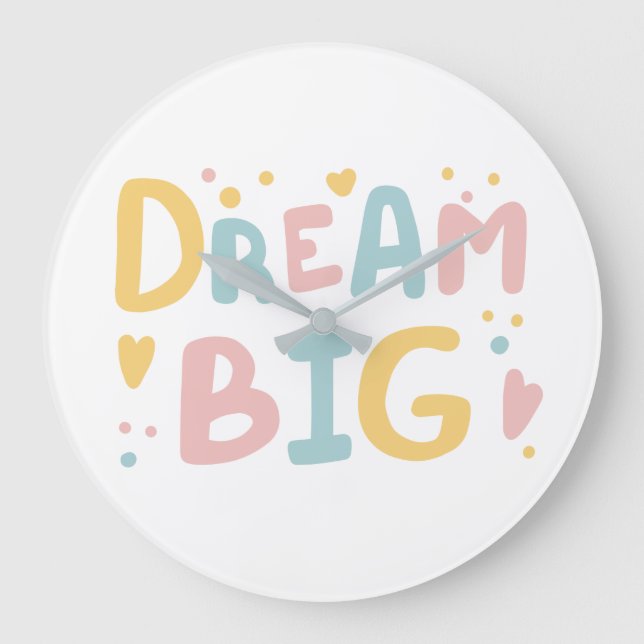 Relógio Grande Dream Big Pastel Hearts (Frente)