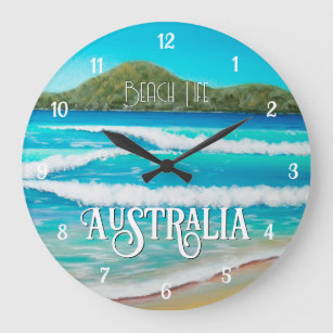 Relógio Grande DreamBeach Blue Waves pintando a Austrália grande