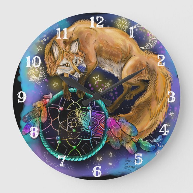 Relógio Grande Dreamcatcher Fox (Frente)