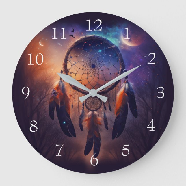 Relógio Grande Dreamcatcher na floresta (Frente)