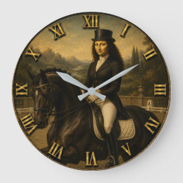 Relógio Grande Dressage Funny Mona Lisa Horse Lover Gift