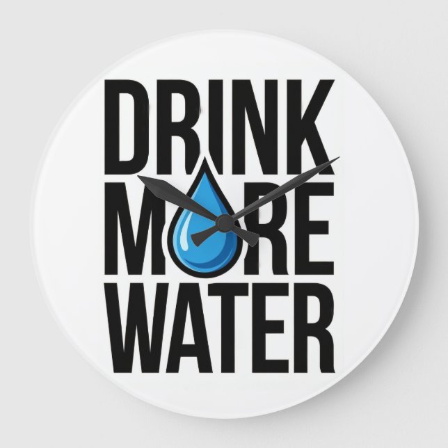 Relógio Grande DRINK MORE WATER with a blue drop icon (Frente)