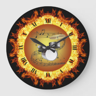 Relógio Grande Drum Set ~ Fire Creation #3 ~ Out Of The Crucible~
