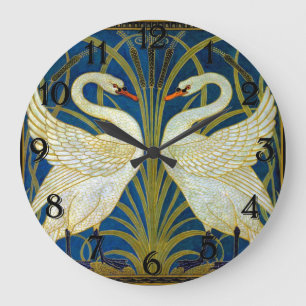 Relógio Grande Duas Artes Deco Swans Acryall Clock