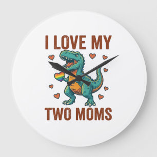 Relógio Grande Duas Mães Orgulho Camisa Vector T Design de Dinoss
