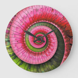 Relógio Grande Dubman Designs: Fibonacci Rosa e Verde Brilhante