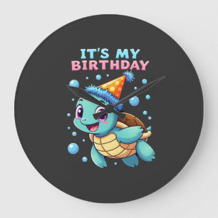 Relógio Grande É Meu Aniversário Tartaruga Marinha Fofa Aniversár