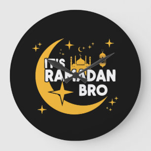 Relógio Grande É Ramadan Bro Feliz Jejum Crescente Islâmico