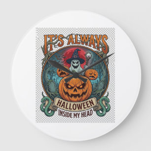 Relógio Grande É Sempre Halloween Dentro da Cabeça Abóbora Fantas