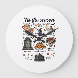 Relógio Grande É Temporada Halloween Bruxa Abóbora Caveira_1