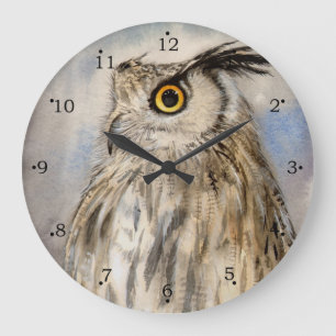 Relógio Grande Eagle Owl Wildlife Art