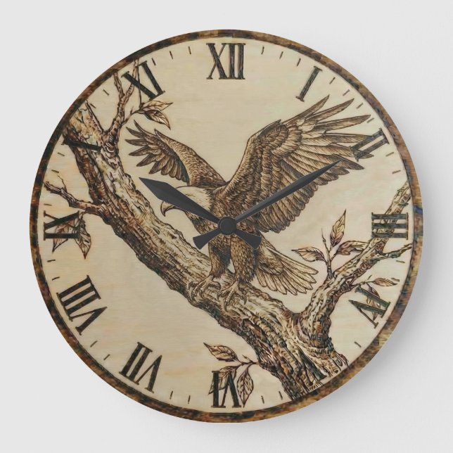 Relógio Grande Eagle Wall Clock - Symbol of Strength (Frente)
