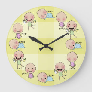 Relógio Grande Eat-Sleep-Poop-Baby Nursery Clock