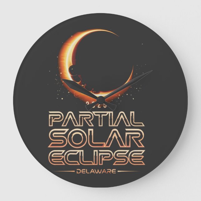 Relógio Grande Eclipse Solar Parcial Nova Jersey 2025 (Frente)