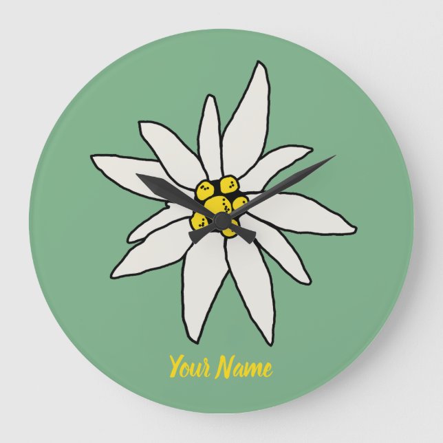 Relógio Grande Edelweiss Chalet Flower Huts Vintage Alm (Frente)