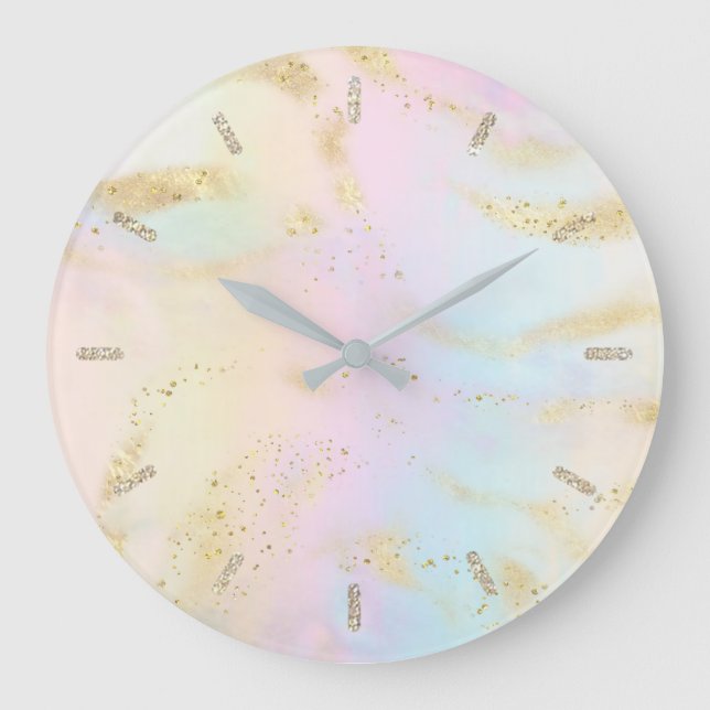 Relógio Grande efeito brilhante de cor pastel (Frente)