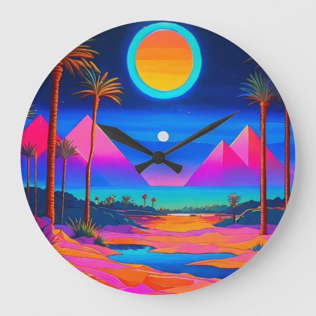 Relógio Grande Egito Psicodélico (Frente)