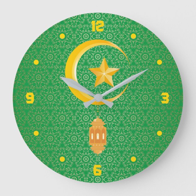 Relógio Grande Eid al Fitr Mubarak Ramadan Kareem Moon Star (Frente)