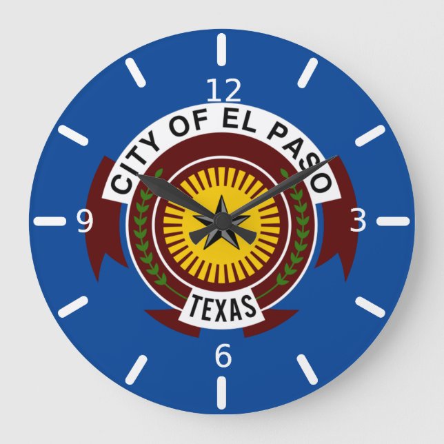 Relógio Grande El Paso (Texas) flag Large Clock (Frente)