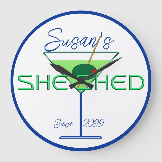 Relógio Grande Ela Shed Shed Man Cave Bar Wall Clock (Frente)
