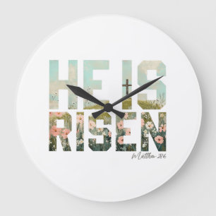 Relógio Grande Ele Ressuscitou Boho Páscoa Cristão Jesus