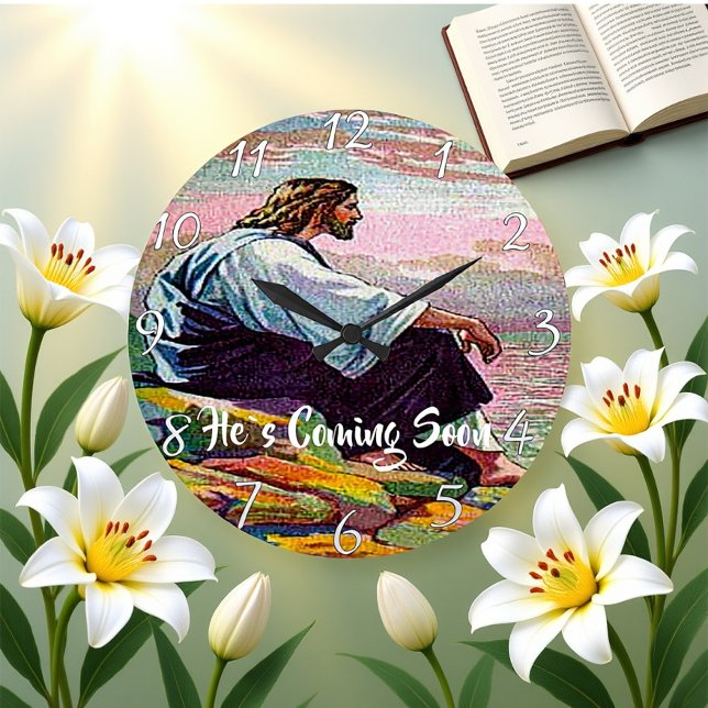 Relógio Grande ELE VEM EM BREVE Fé Cristã (Criador carregado)