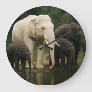 Relógio Grande Elefante branco com família