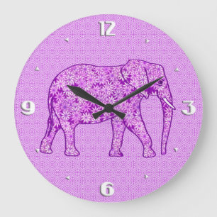 Relógio Grande Elefante da flor - roxo amethyst