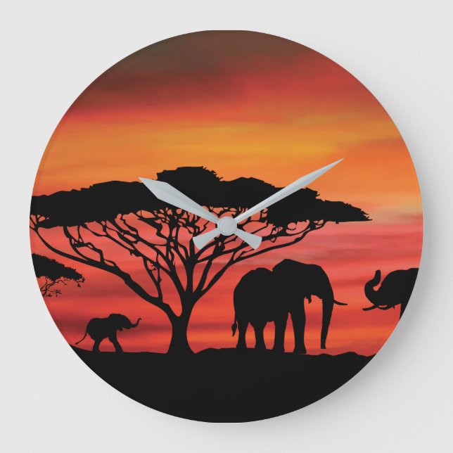 Relógio Grande Elefantes no Serengeti (Frente)