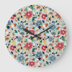Relógio Grande Elegance Blooms: Fundo da Vintagem Floral