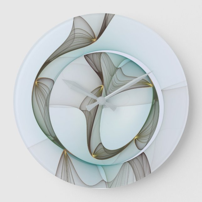 Relógio Grande Elegância Dourada abstrato Moderna Turquesa Brown (Frente)