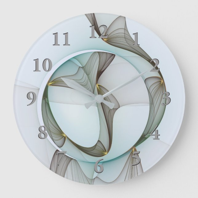 Relógio Grande Elegância Dourada abstrato Moderna Turquesa Brown (Frente)