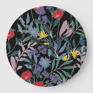 Relógio Grande Elegância Floral: Fundo da Vintage do Abstrato