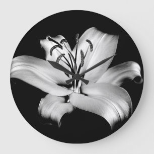 Relógio Grande Elegância Floral Monocromática.