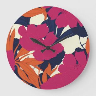 Relógio Grande elegância floral: padrão abstrato