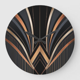 Relógio Grande Elegância Geométrica Metálica Art Déco