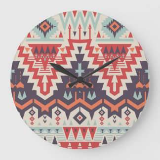 Relógio Grande Elegância Tribal: Impressão de Étnica Geométrica