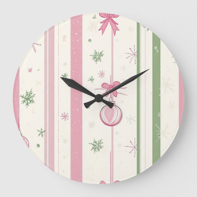 Relógio Grande Elegant Christmas Wall Clock – Festive Winter Time (Frente)