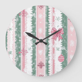 Relógio Grande Elegant Christmas Wall Clock – Festive Winter Time