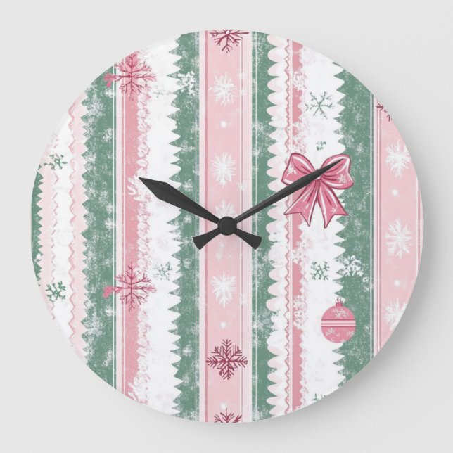Relógio Grande Elegant Christmas Wall Clock – Festive Winter Time (Frente)