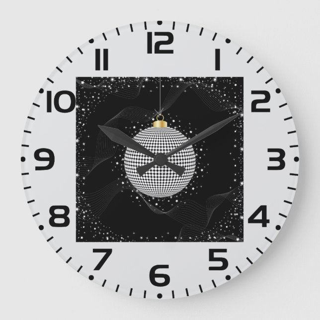 Relógio Grande Elegant Disco Ball Christmas Ornament (Frente)