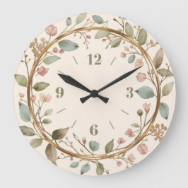 Relógio Grande Elegant Floral Botanical Wall Clock with flowers