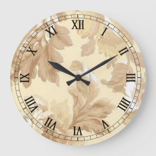 Relógio Grande Elegant Leaf Round Roman Numerals Clock