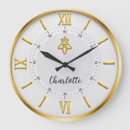 Relógio Grande Elegant Minimalist Luxury White & Gold