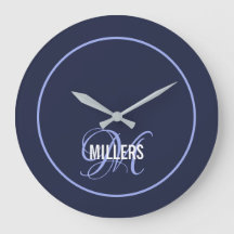 Elegant navy blue monogram family name  