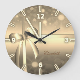 Relógio Grande Elegante Adorável Arco Dourado - Personalizado