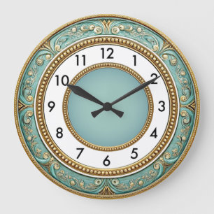 Relógio Grande Elegante Art Déco Redondo Verde-Menta