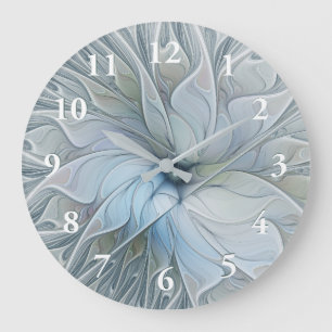 Relógio Grande Elegante Beleza Arte Fractal Abstrata Moderna Flor